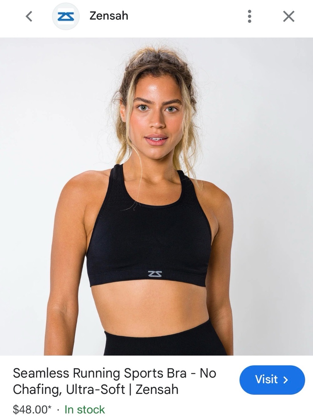 Zensah Women's Seamless Sports Bra - Black